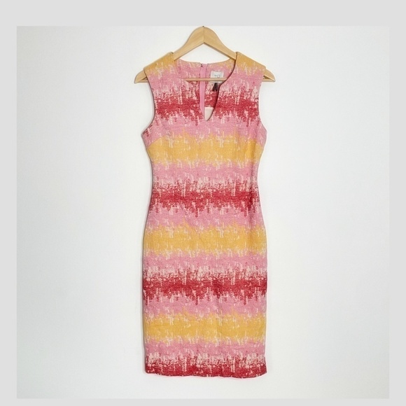 Anthropologie HD In Paris Strata Sheath Dress Sleeveless Cotton Notch V Neck 0 - Picture 11 of 11